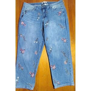 Limited Edition Mid Rise Embroidered Floral Jeans 20W spring garden whimiscal
